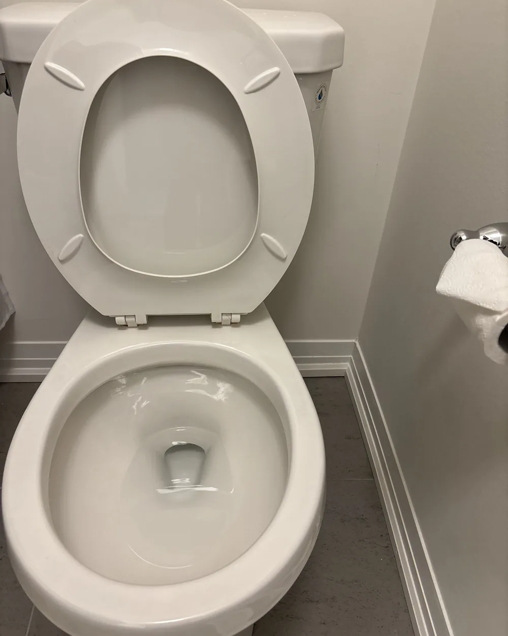 The same toilet cleaned, with the seat and bowl white